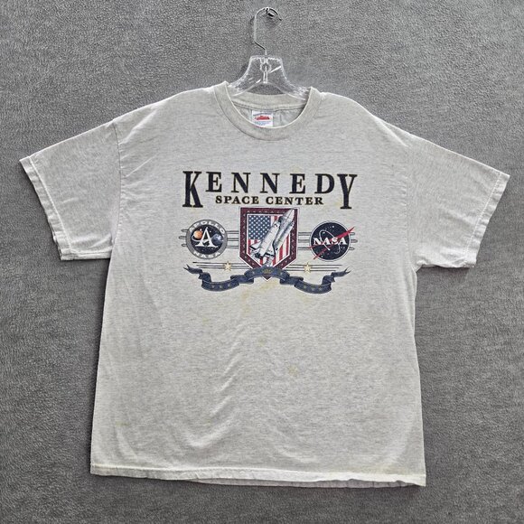 VINTAGE Kennedy Space Center Men Shirt XL Gray Nasa Graphic‎ Y2K Tee READ - Picture 1 of 10
